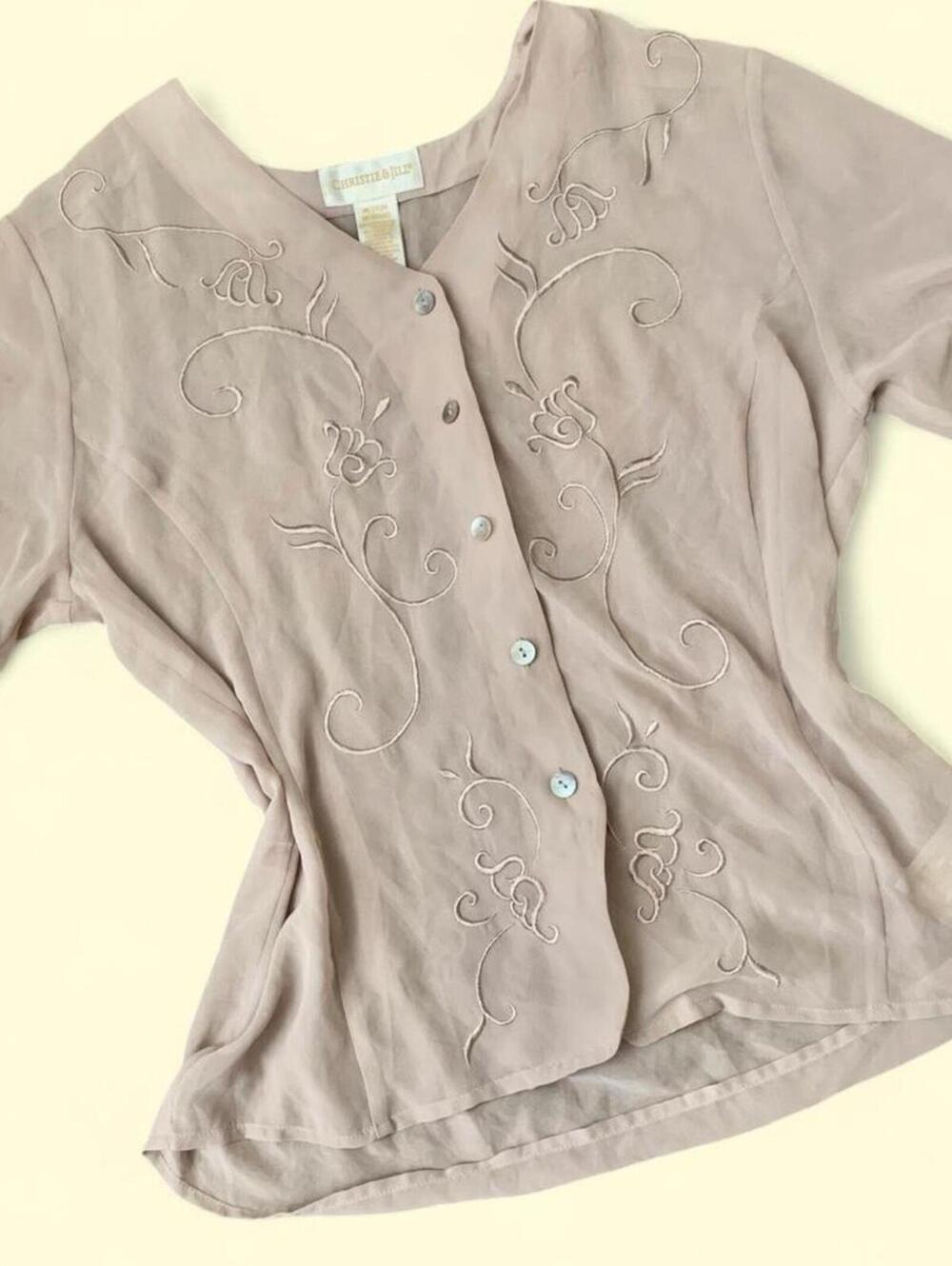 Fairycore embroidered layering button up top